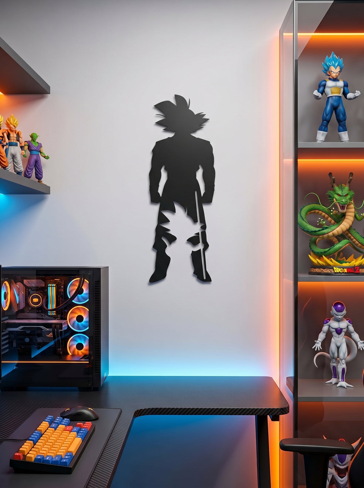 Goku Standing Silhouette Metal Wall Art, Unframed Sign - lifestyle
