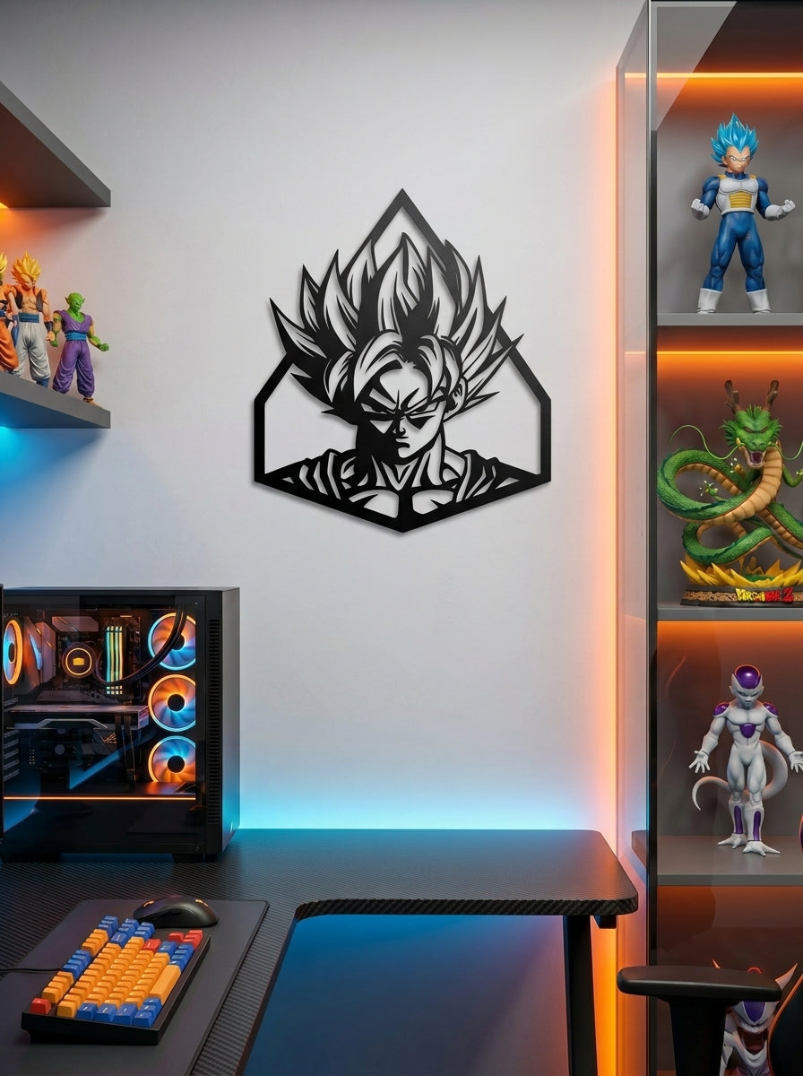 Super Saiyan Goku Metal Wall Art, Unframed Sign - lifestyle