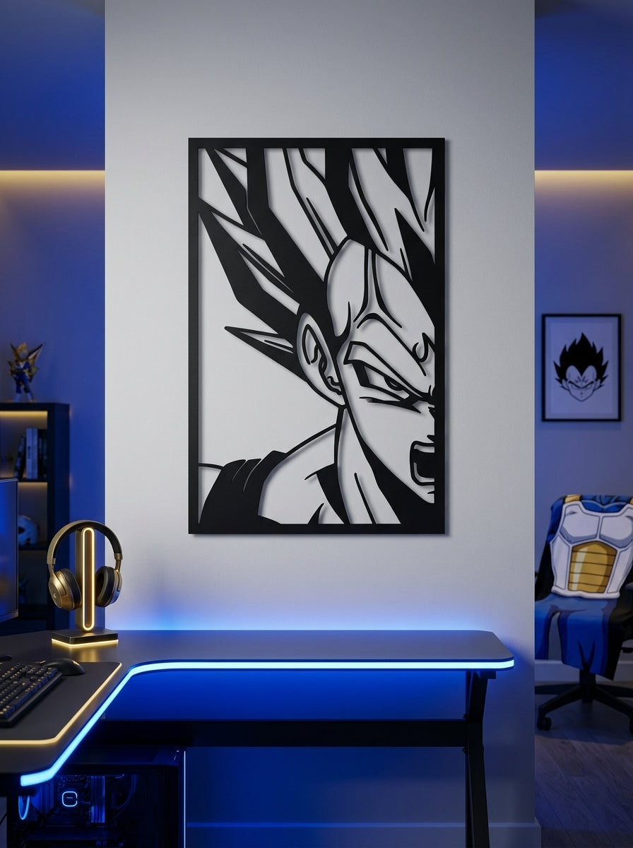 Vegeta Battle Cry Metal Wall Art, Framed Panel - lifestyle