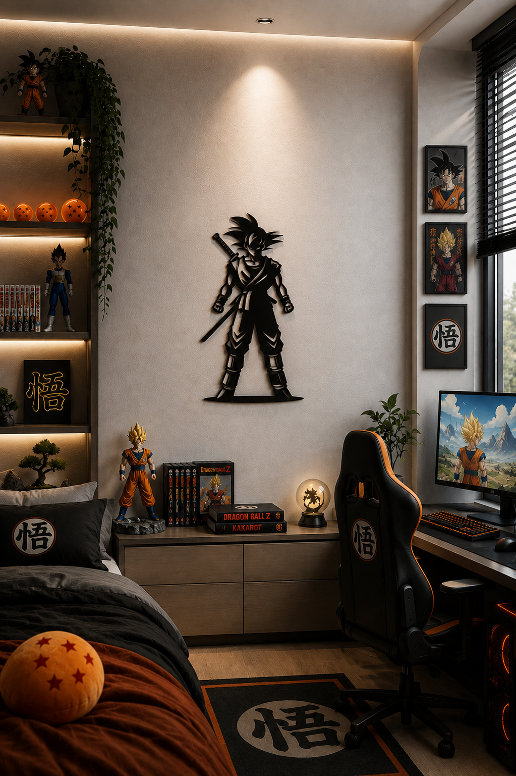 Goku Warrior Stance Metal Wall Art, Unframed Sign - lifestyle