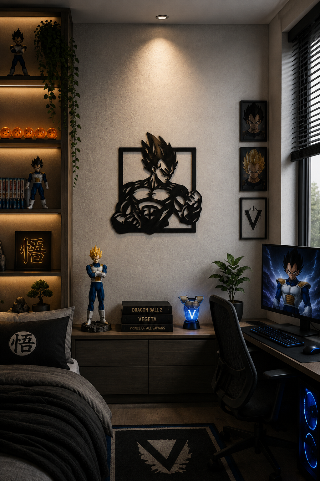 Vegeta Portrait Metal Wall Art, Framed Panel - lifestyle