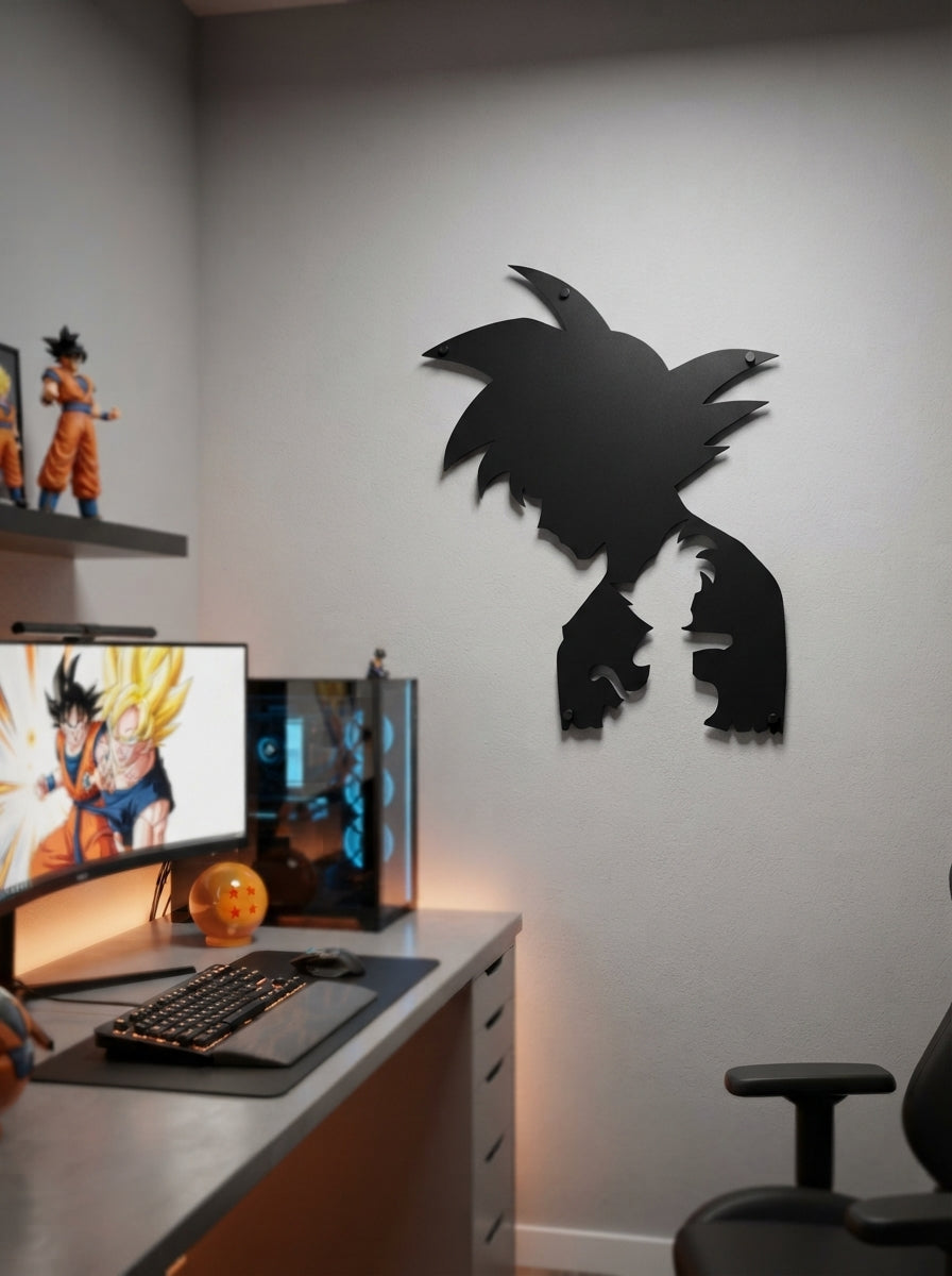 Goku Bowed Silhouette Metal Wall Art, Unframed Sign - lifestyle