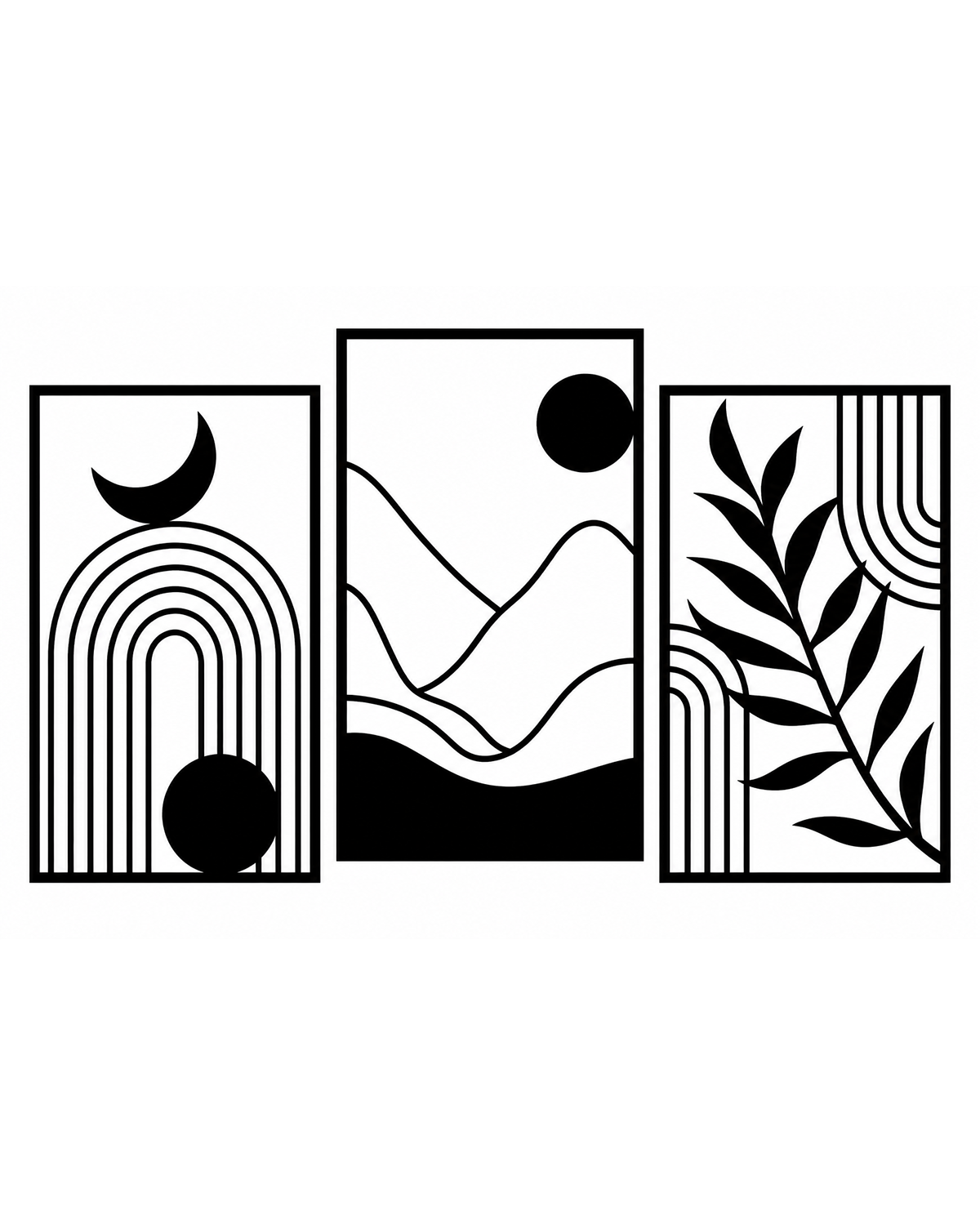 Giant Boho Abstract Triptych Wall Art