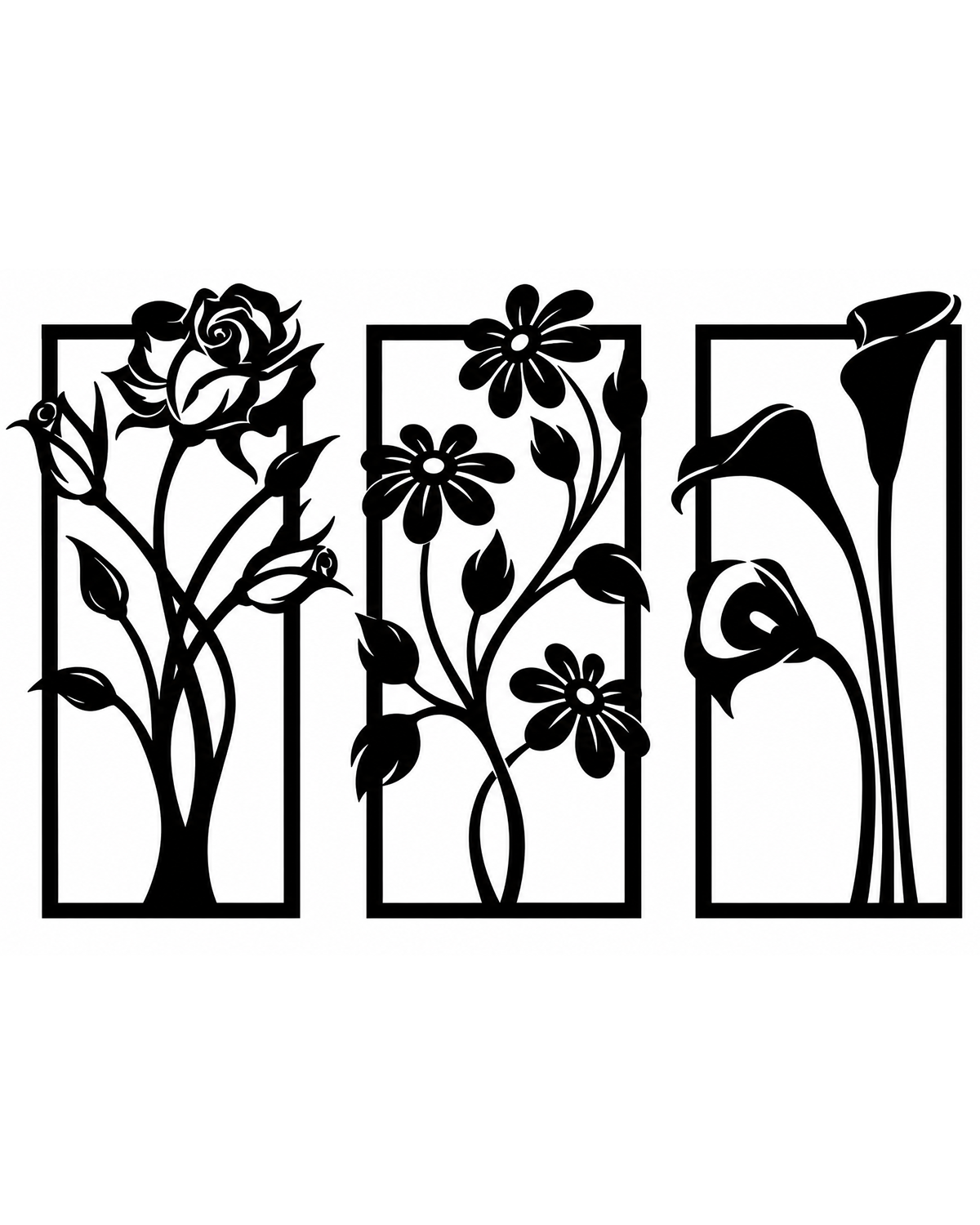 Giant Floral Triptych Wall Art