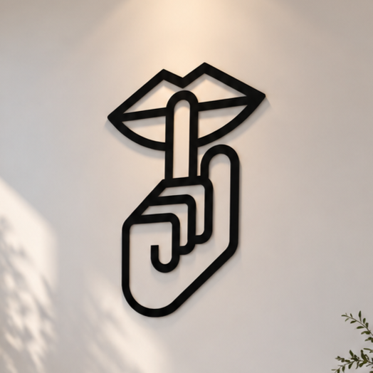 Shh Gesture Line Art Wall Art