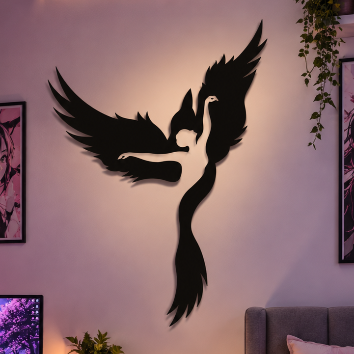 Phoenix Bird Wall Art Negative Frame