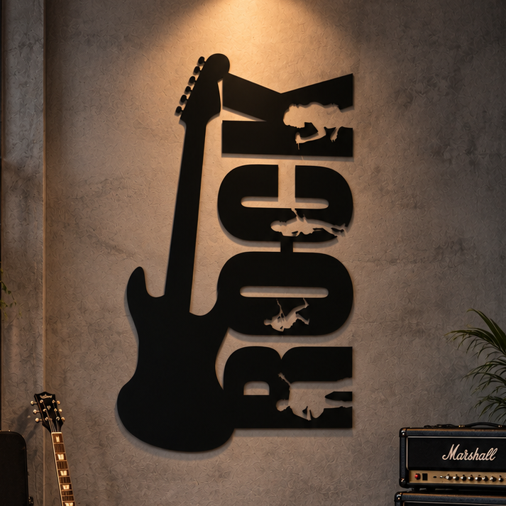 Rock Guitar Typography Wall Art