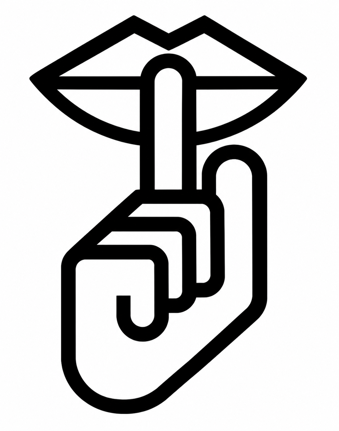 Shh Gesture Line Art Wall Art