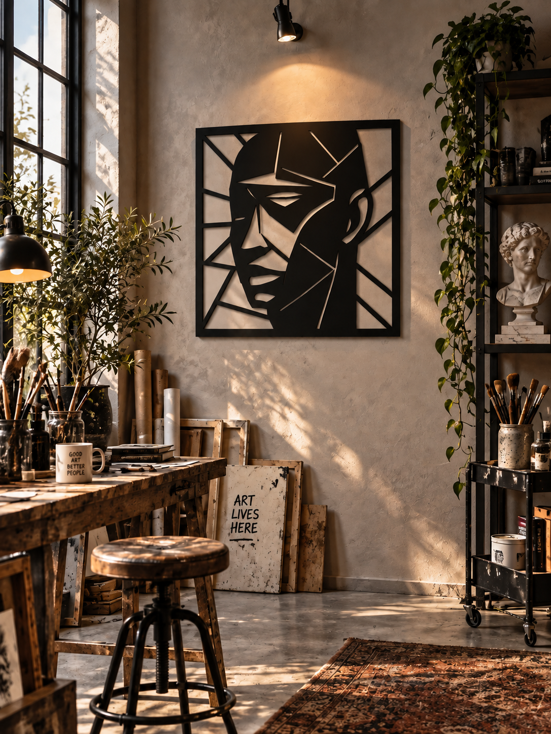Geometric Face Portrait Wall Art