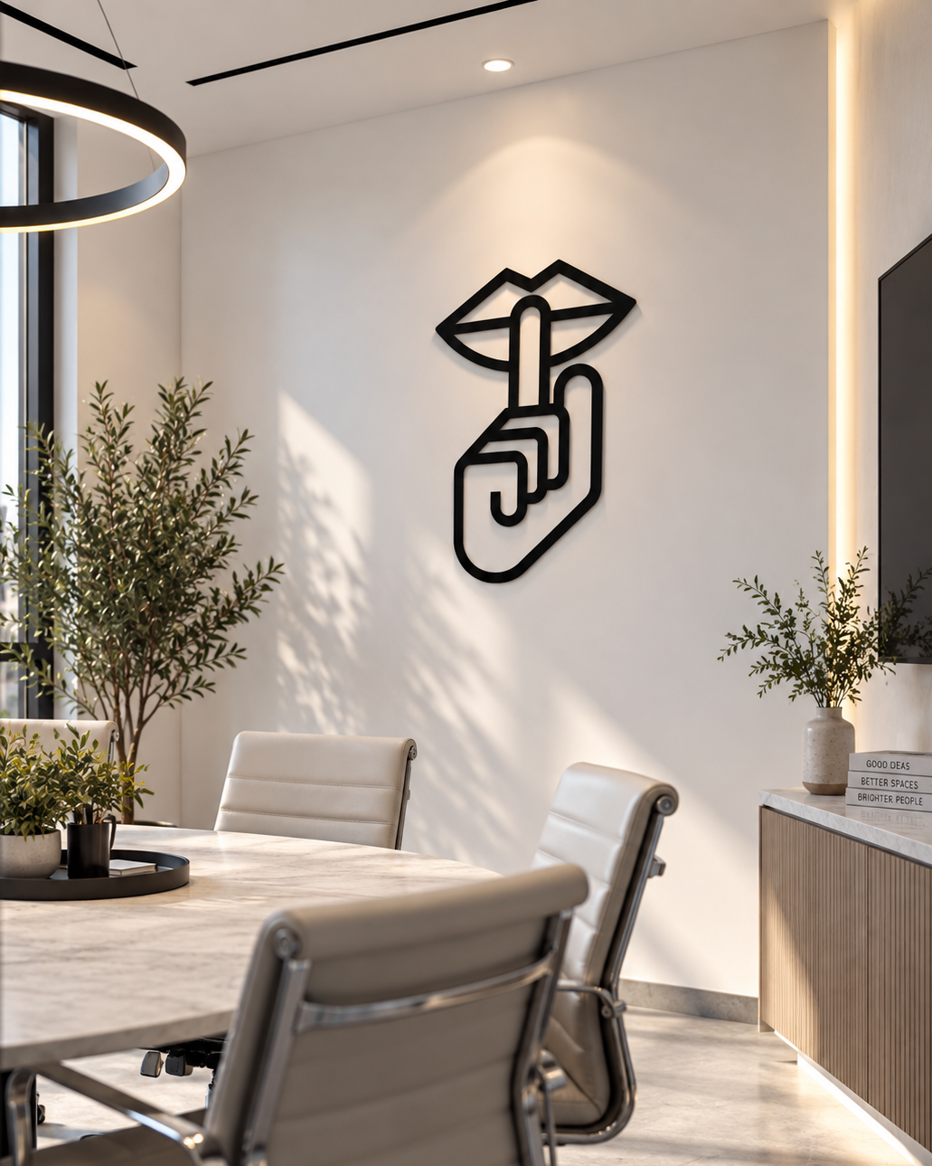 Shh Gesture Line Art Wall Art