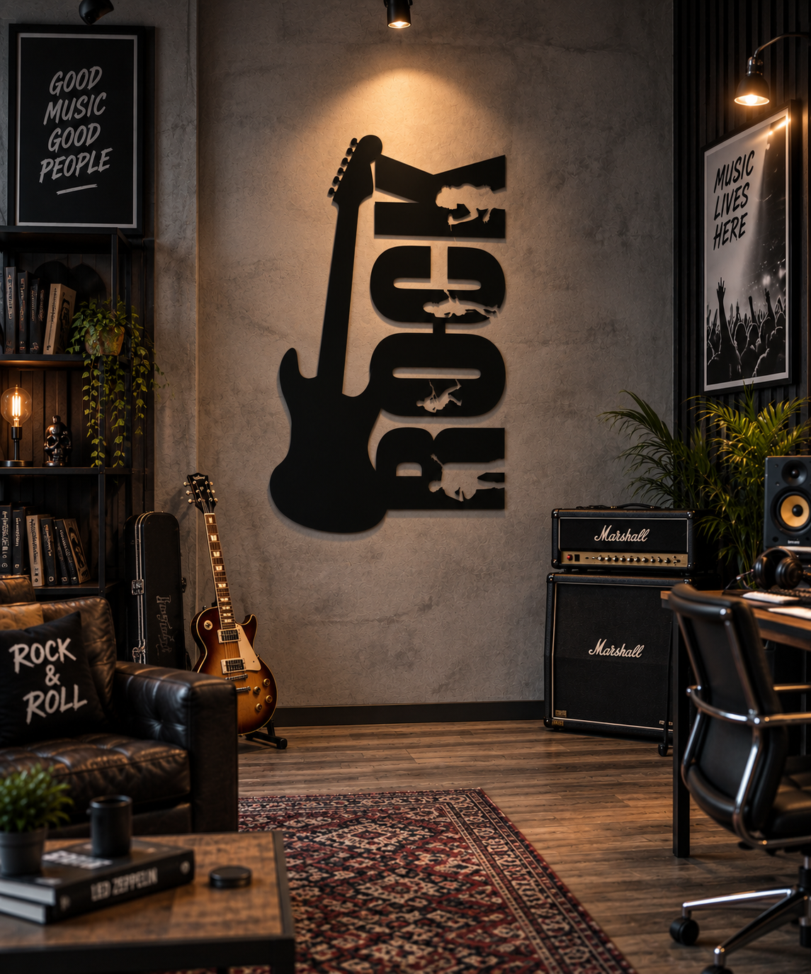 Rock Guitar Typography Wall Art